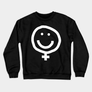 Minimal Female Smiley Face White Line Crewneck Sweatshirt